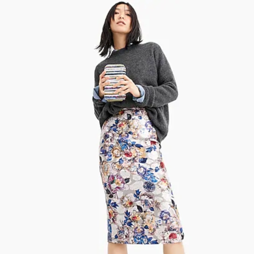 J.crew Collection floral jacquard pencil skirt